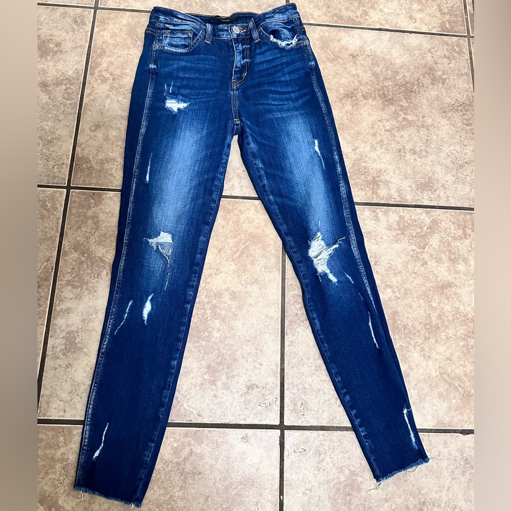 Flying Monkey Distressed Dark Blue Skinny Jeans